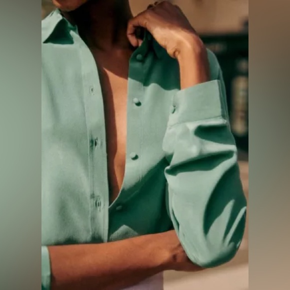 Sezane Ann blouse silk green size 36